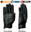 Milwaukee Leather MG7501 Men's Black Leather i-Touch Screen Compatible Gel Palm Motorcycle Gloves W/ Protective Knuckle