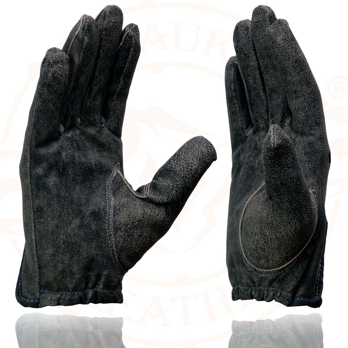 Milwaukee Leather MG7507 Men's Grey Perforated Leather Full Finger Motorcycle Hand Gloves W/ Breathable ‘Open Knuckle’