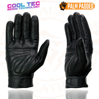 Milwaukee Leather MG7536 Men's Black ‘Cool-Tec’ Leather Gel Palm Motorcycle Hand Gloves W/ Flex Knuckles