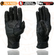 Milwaukee Leather MG7540 Men's Black Leather Protective Knuckle Racer Motorcycle Gloves W/ Elasticized Reflective Fingers