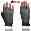 Milwaukee Leather MG7761 Women's Grey Leather Gel Palm Fingerless Motorcycle Hand Gloves W/ Stylish ‘Wrist Detailing’