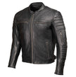 Milwaukee Motorcycle Clothing Co. Men's Contender Scooter Style Black Premium Leather Jacket MMC10001