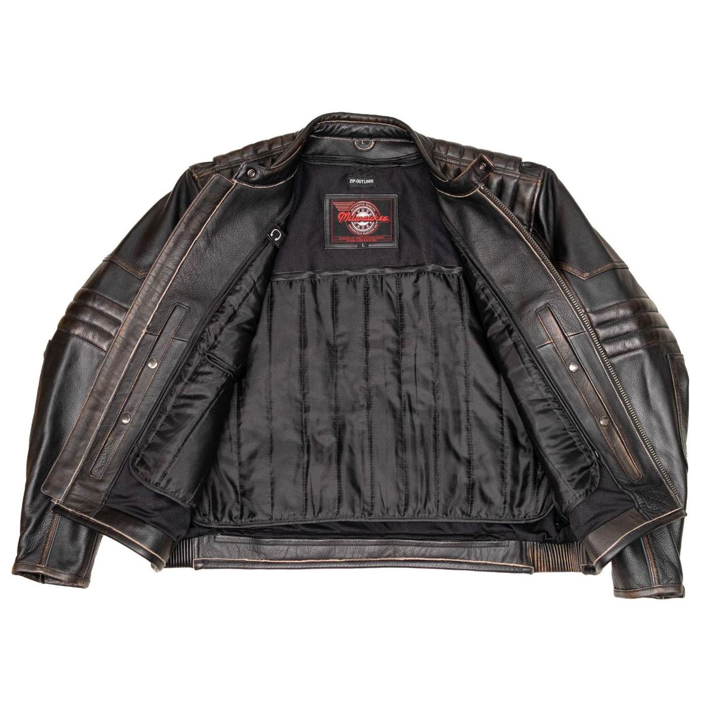 Milwaukee Motorcycle Clothing Co. Men's Anarchy Scooter Style Vintage Brown Premium Leather Riding Jacket MMC10004