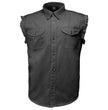 MMCC Men's Rustline Sleeveless Cut-Off Work Shirt - 100% Cotton, Dual Chest Pockets, Button Front