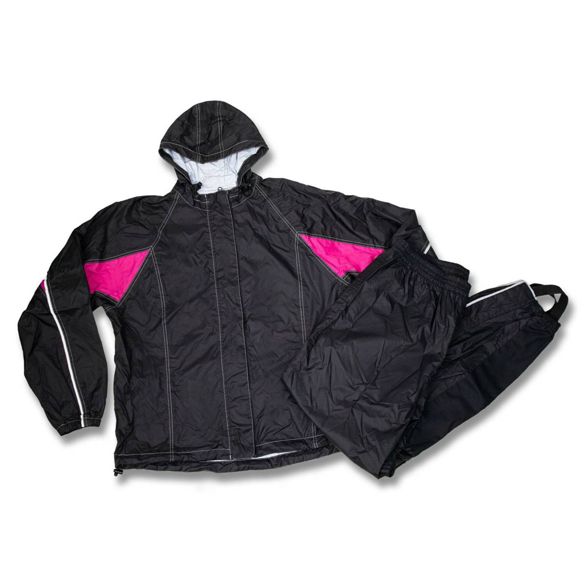 Milwaukee Leather MPL9607 Women's Black and Fuchsia Water Resistant Rain Suit w/ Reflective Material and Hoodie