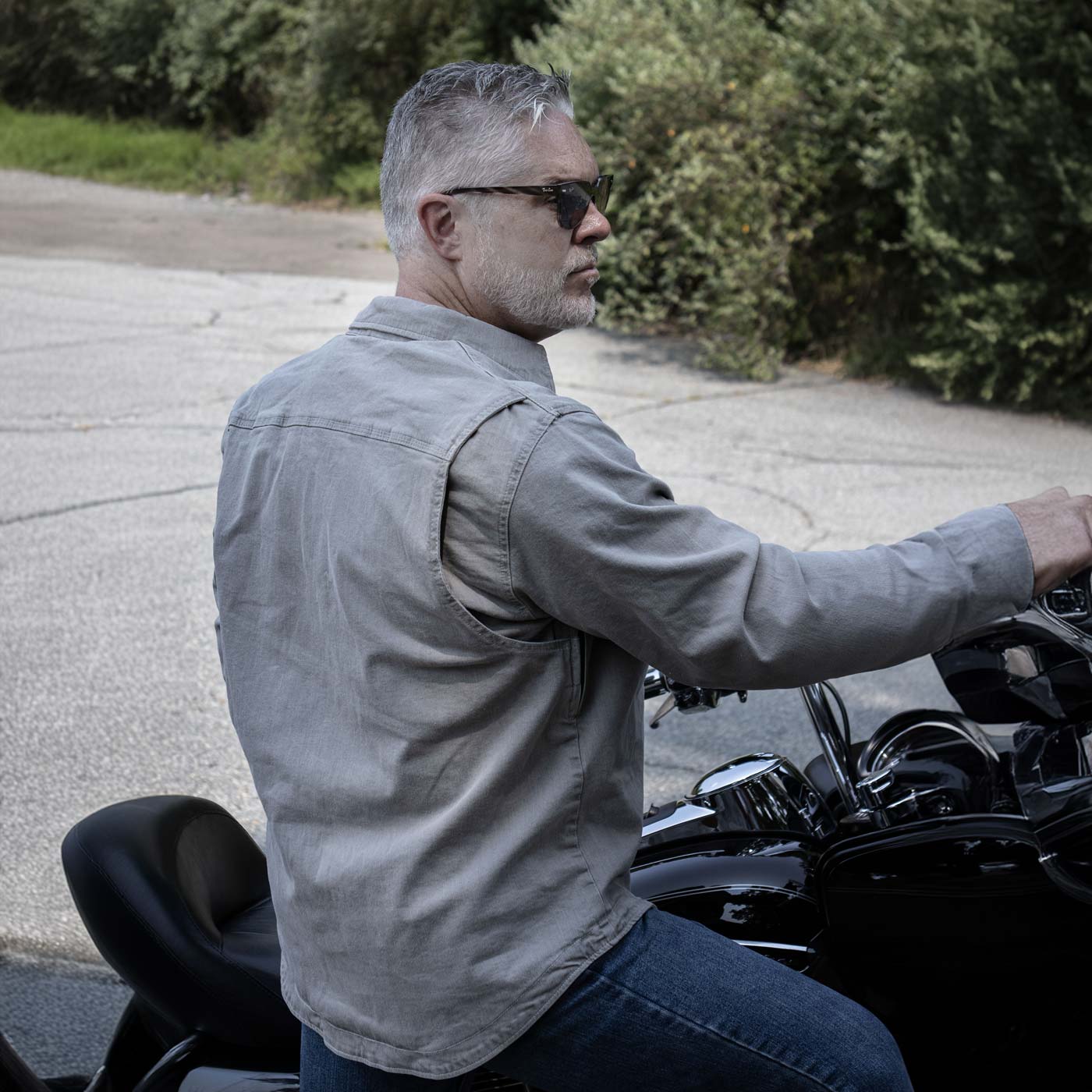 Milwaukee Leather MPM1621 Men's Grey CE Armored Long Sleeve