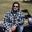 Milwaukee Leather MPM1638 Men's Black and White Checkered Flannel Motorcycle Riding Shirt