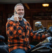 Milwaukee Leather Men’s Titans Orange & Black Plaid Hooded Riding Shirt w/ CE Armor & Aramid Fiber Panels - MPM1642