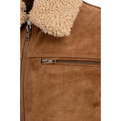 Milwaukee Leather Vintage SFM1818 Men's Classic Beige Suede Leather Fashion Coat Jacket w/ Front Zipper Closure