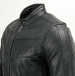 Milwaukee Leather Men's Black Cafe Racer Leather Jacket with Snap Button Collar SFM1835