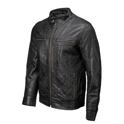 Milwaukee Leather SFM1866 Men's Classic Black Premium Leather Motorcycle Style Jacket with Zipper Front