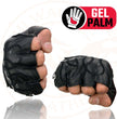Milwaukee Leather SH198 Men's Black Leather Gel Padded Palm Fingerless Motorcycle Gloves w/ Flame Embroidery