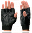 Milwaukee Leather SH217 Men's Black Leather Gel Padded Palm Fingerless Motorcycle Hand Gloves W/ Breathable ‘Mesh Material’