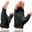 Milwaukee Leather SH351 Men's 'Flaming Skull' Black Leather Fingerless Gloves