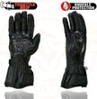 Milwaukee Leather SH717 Men's Black Leather Gauntlet Racing Motorcycle Hand Gloves W/ Hard Knuckle Protection Extra Grip Reinforced Palm