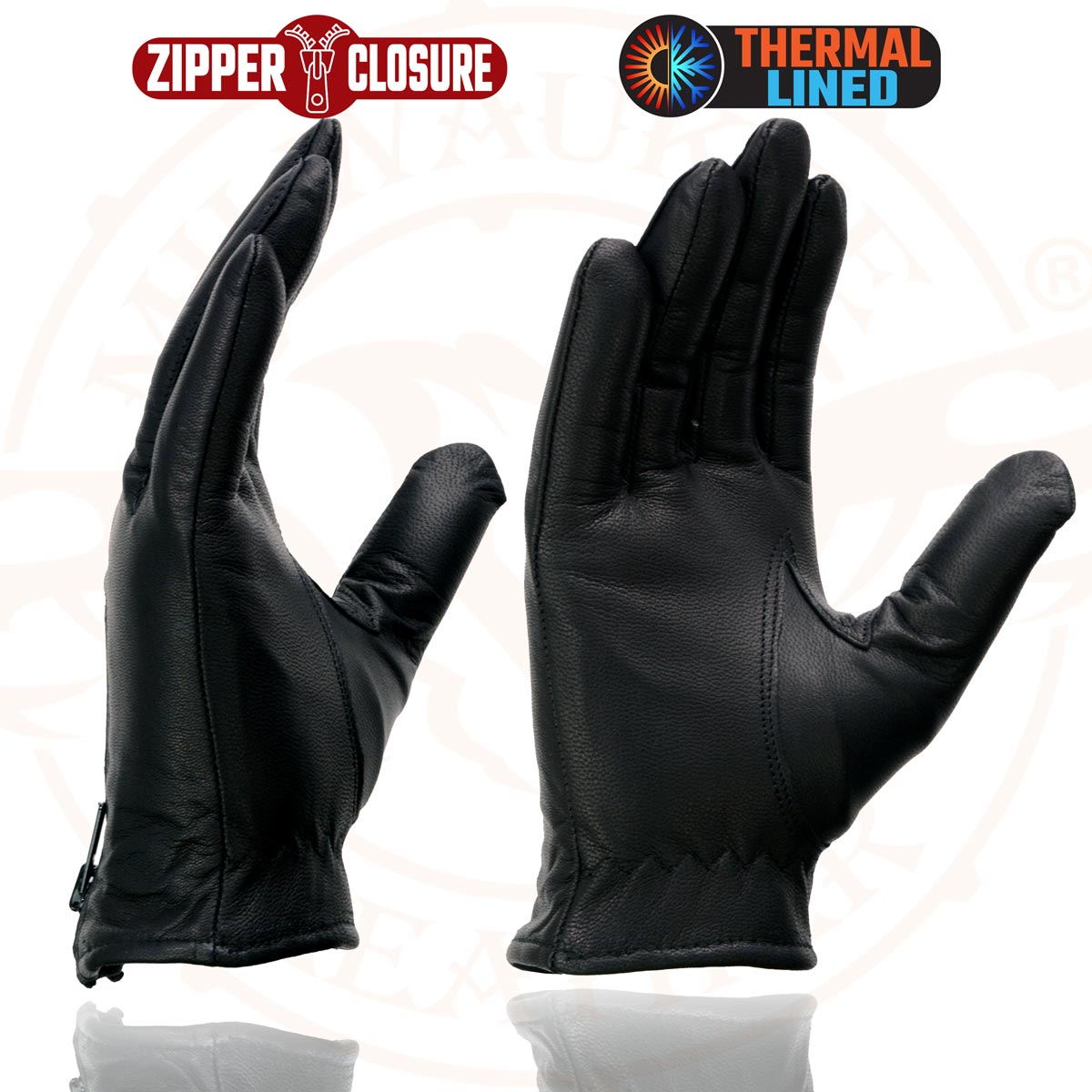 Milwaukee Leather SH728 Women's Black Leather Thermal Lined Motorcycle Gloves