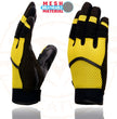 Milwaukee Leather SH791 Men's Black Leather and Yellow Mesh Combo Racing Motorcycle Hand Gloves W/ Elasticized Fingers