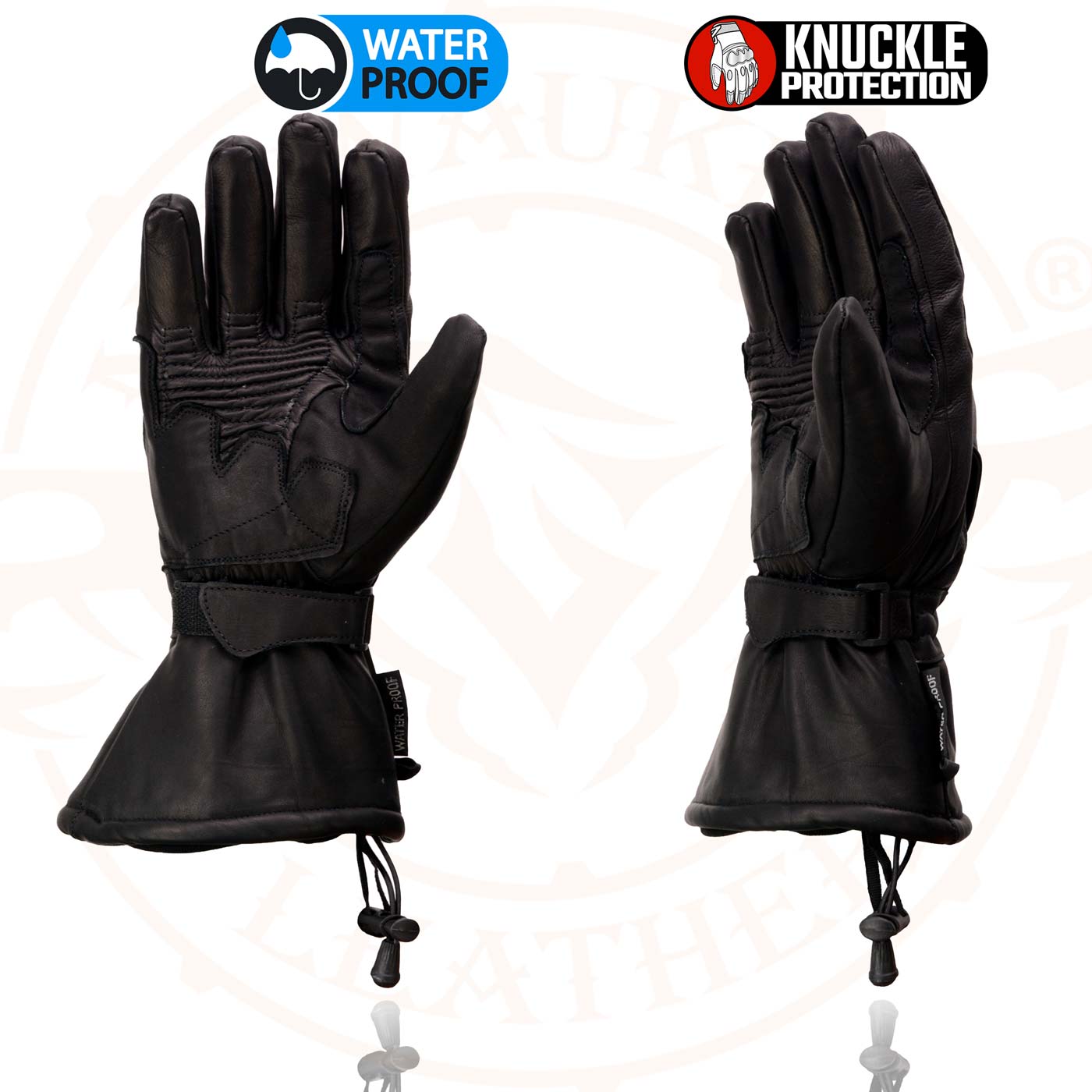Milwaukee Leather SH815 Men's Black Leather Waterproof Gauntlet
