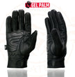 Milwaukee Leather SH820 Men's Black Leather ‘White Flame’ Cruising Hand Gloves W/ Gel Palm