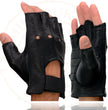 Milwaukee Leather SH851 Men's USA Deer Skin Leather Black Gel Padded Palm Fingerless Motorcycle Riders Gloves