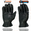Milwaukee Leather SH858 Men's Thermal Lined USA Deerskin Black Leather Motorcycle Gloves w/ Cinch Wrist Closure