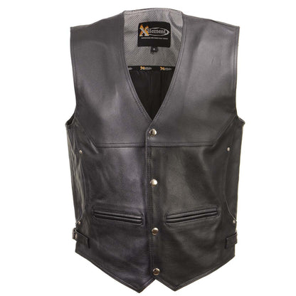 Xelement XS1927 Men's 'Road King' Black Motorcycle Leather Biker Vest