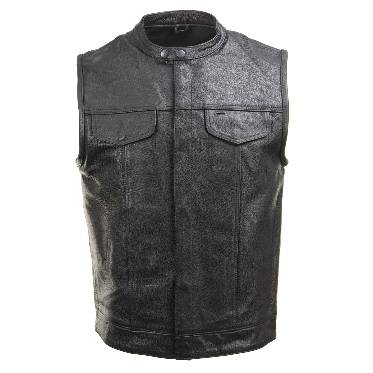 Xelement XS1937 Men's 'Quick Draw' Black Leather Motorcycle Biker Rider Vest