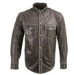 Milwaukee Leather MLM1612 Men's Distressed Grey Casual Biker Rider Leather Shirt w/ Vintage 5 Cent Buffalo Buttons