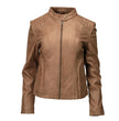 Milwaukee Leather LKL2736 Women's Cognac Premium Leather Scuba Style Biker Jacket w/ Mandarin Collar