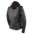 Milwaukee Leather LKL2739 Women's Black Premium Leather Vented Motorcycle Biker Jacket w/ Hoodie