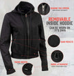 Milwaukee Leather Women's Tara Black Leather Motorcycle Rider 2-in-1 Convertible Hoodie Jacket Vest - LKL4712