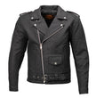 Milwaukee Leather LKM1702 Men's Vintage Flat Black Motorcycle Biker Leather Jacket w/ CE Armor Protection