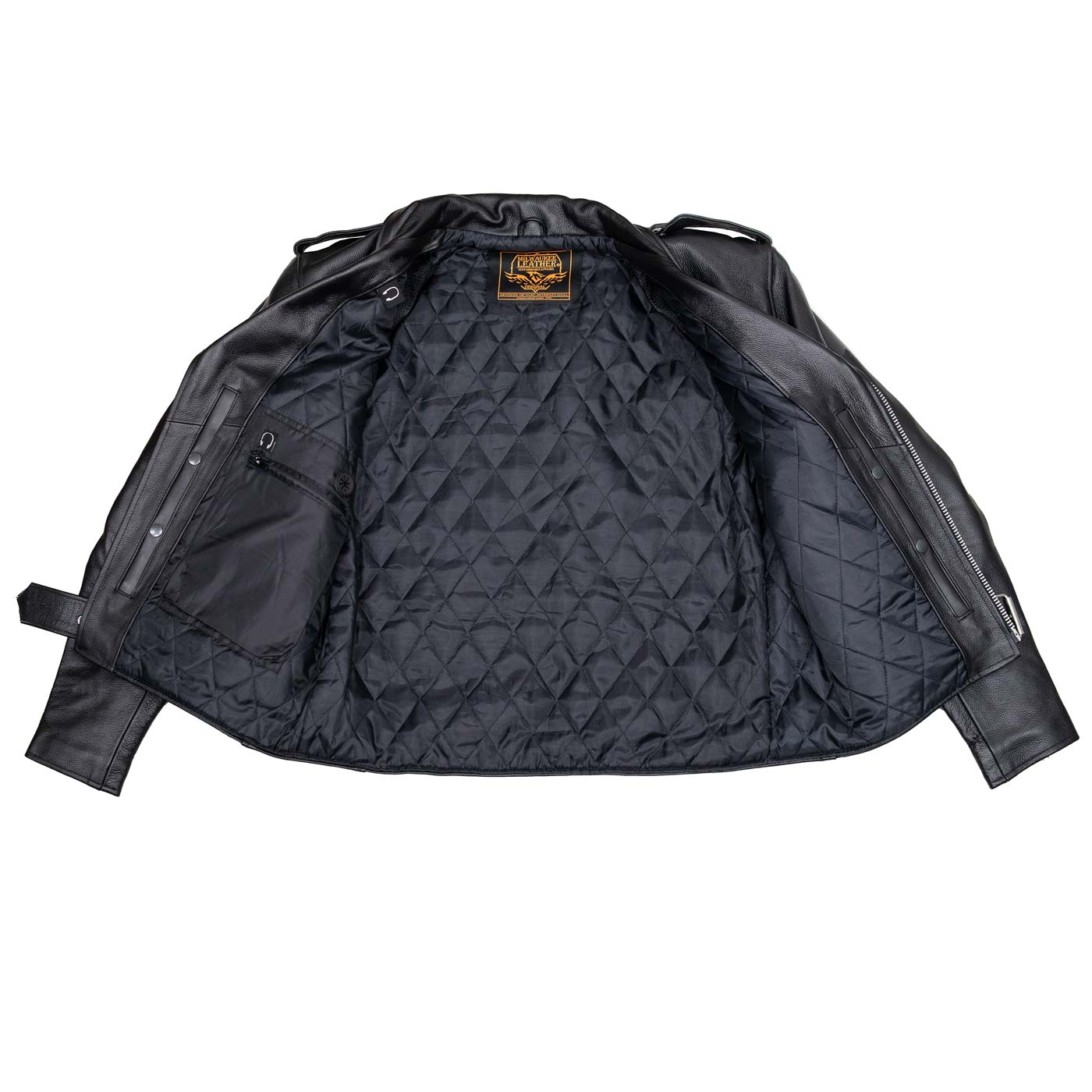 yk Milwaukee Leather LKM17007 Men's Premium Black Leather Motorcycle