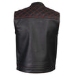 Milwaukee Leather LKM3782 Men's Classic Black Premium Leather Motorcycle Vest with USA Flag Liner