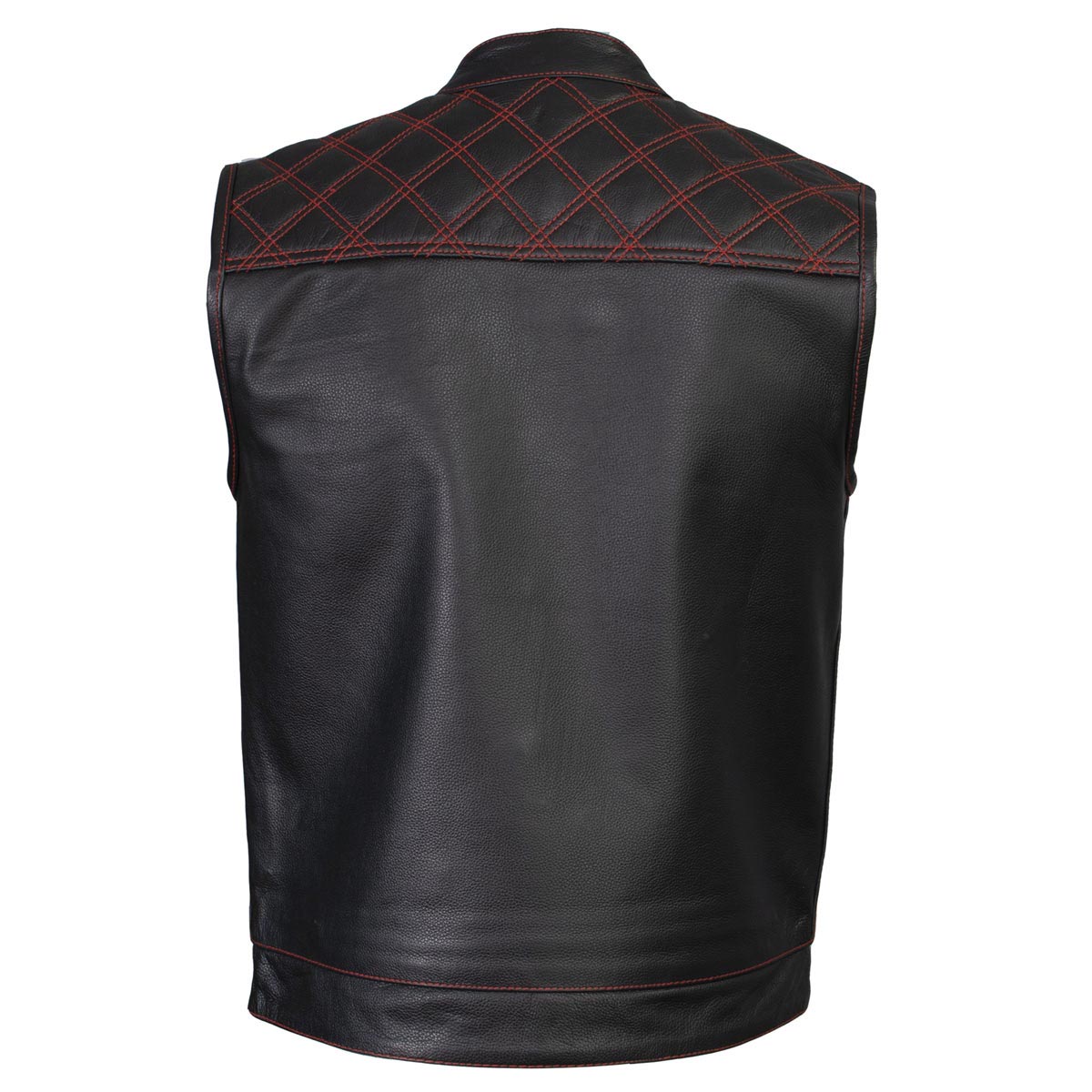 Milwaukee Leather LKM3782 Men's Classic Black Premium Leather Motorcycle Vest with USA Flag Liner