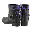 Milwaukee Leather MBL9317 Women's Black Leather Harness Zip-Up Motorcycle Rider Boots w/ Purple Back Laces