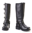Milwaukee Leather MBL9346 Women's Tall Black Leather Harness Motorcycle Rider Boots w/ Adjustable Straps