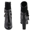 Milwaukee Leather MBL9433 Women's Black Triple Buckle Strap Fashion Riding Boots with Block Heel