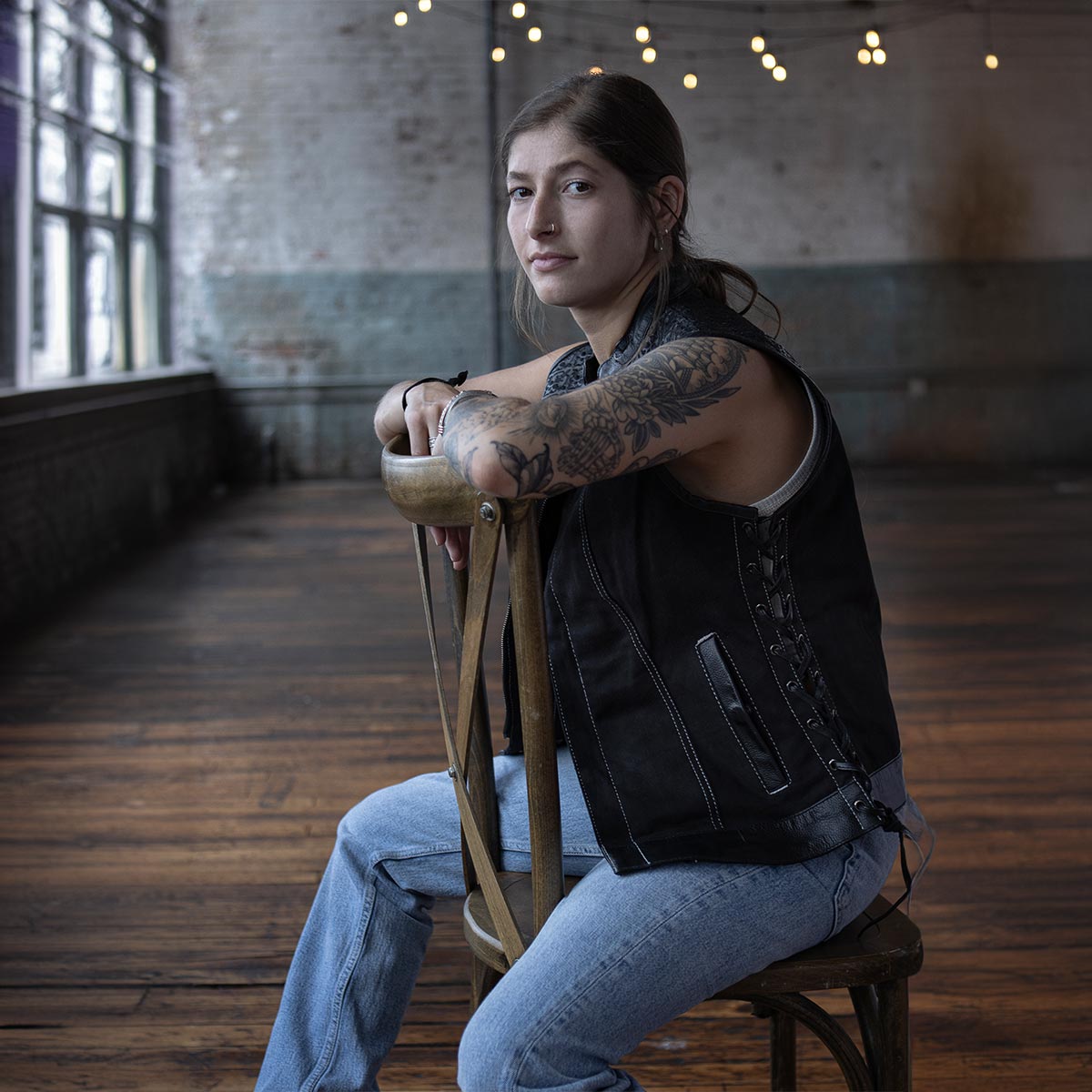 Milwaukee Leather MDL4052 Women's 'Skelly' Black Motorcycle Denim