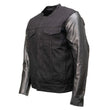 Milwaukee Leather MDM1003 Men's Black Denim and Leather Sleeves Motorcycle Riders Jacket