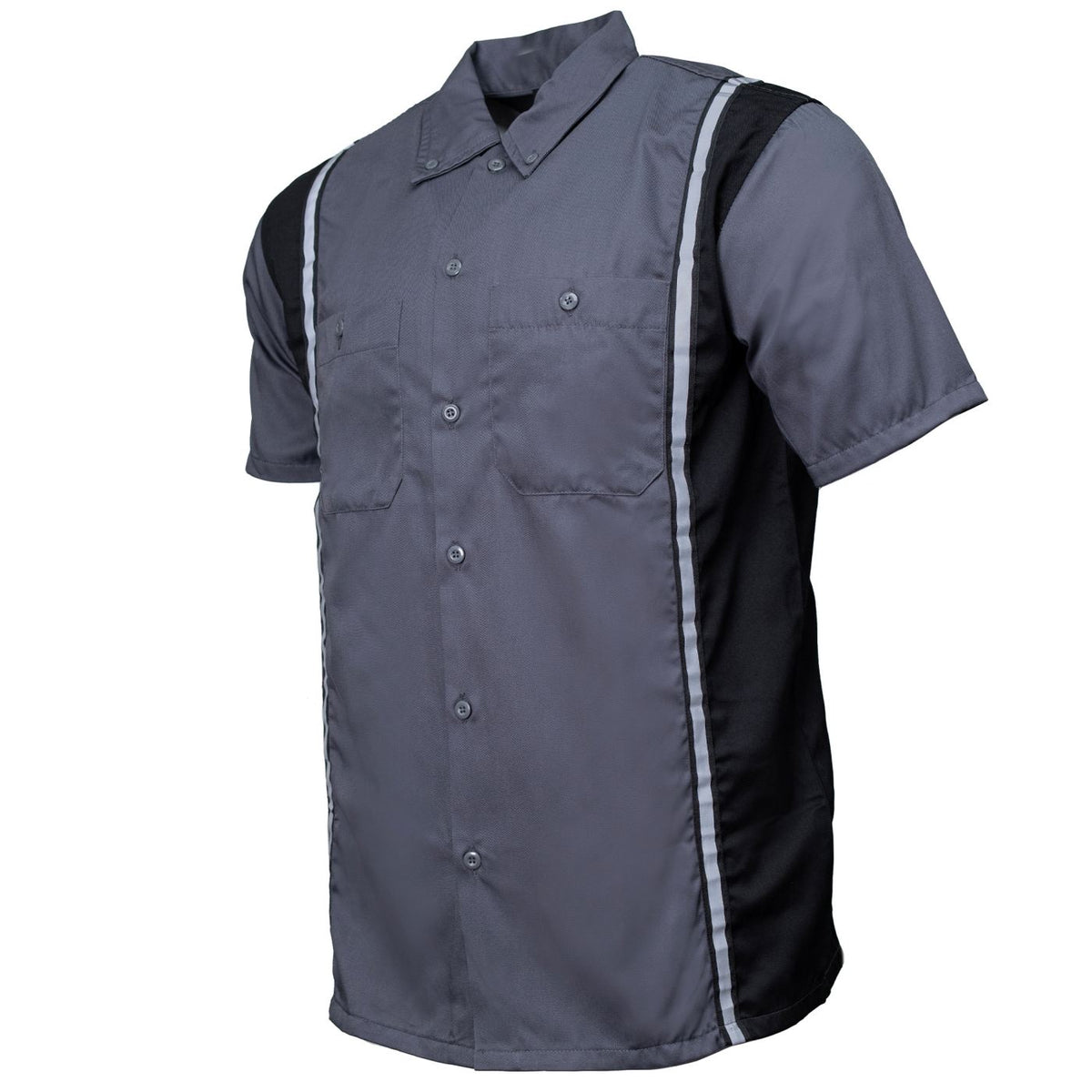 MMCC Men's Driftline Gray Poly-Blend Mechanic Shirt - MDM11612