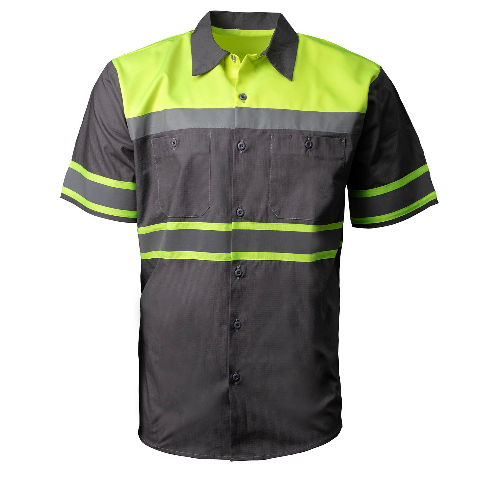 Milwaukee Motorcycle Clothing Co. Men’s Safeway Green/Grey Mechanic Rider Ready Shirt w/ Reflective Strip MDM11615