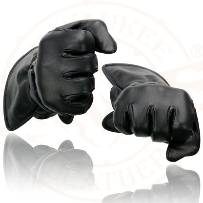 Milwaukee Leather MG7725 Women's Black Leather Gauntlet Motorcycle Gloves w/ Wrist Strap Closure