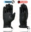 Milwaukee Leather MG7770 Women's Black Leather ’I - Touchscreen Compatible’ Laced Wrist Motorcycle Hand Gloves W/ Gel Palm