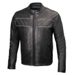 Milwaukee Leather USA MADE MLJKM5003 Men's Black Echo Premium Leather Motorcycle Jacket with Reflective Piping