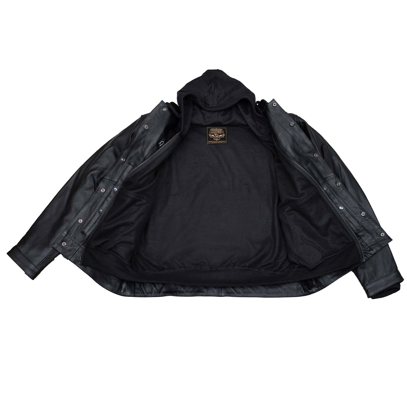 Milwaukee Leather Men's Leather Shirt Jacket with Removable Hoodie
