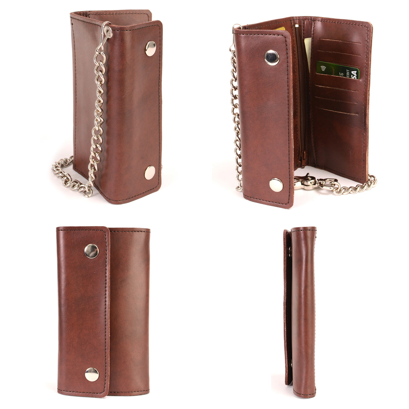 Milwaukee Leather Men's 7-Inch Antique Brown Leather Tri-Fold