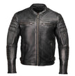 Milwaukee Motorcycle Clothing Co. Men's Contender Scooter Style Black Premium Leather Jacket MMC10001