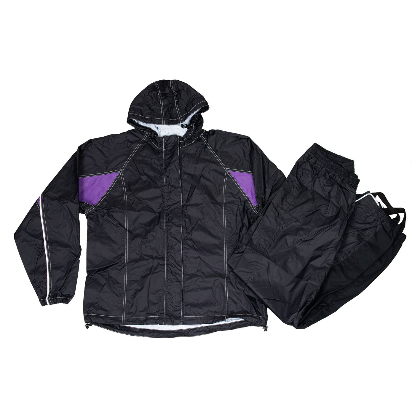 Milwaukee Leather MPL9607 Women's Black and Purple Water Resistant Rain Suit w/ Reflective Material and Hoodie