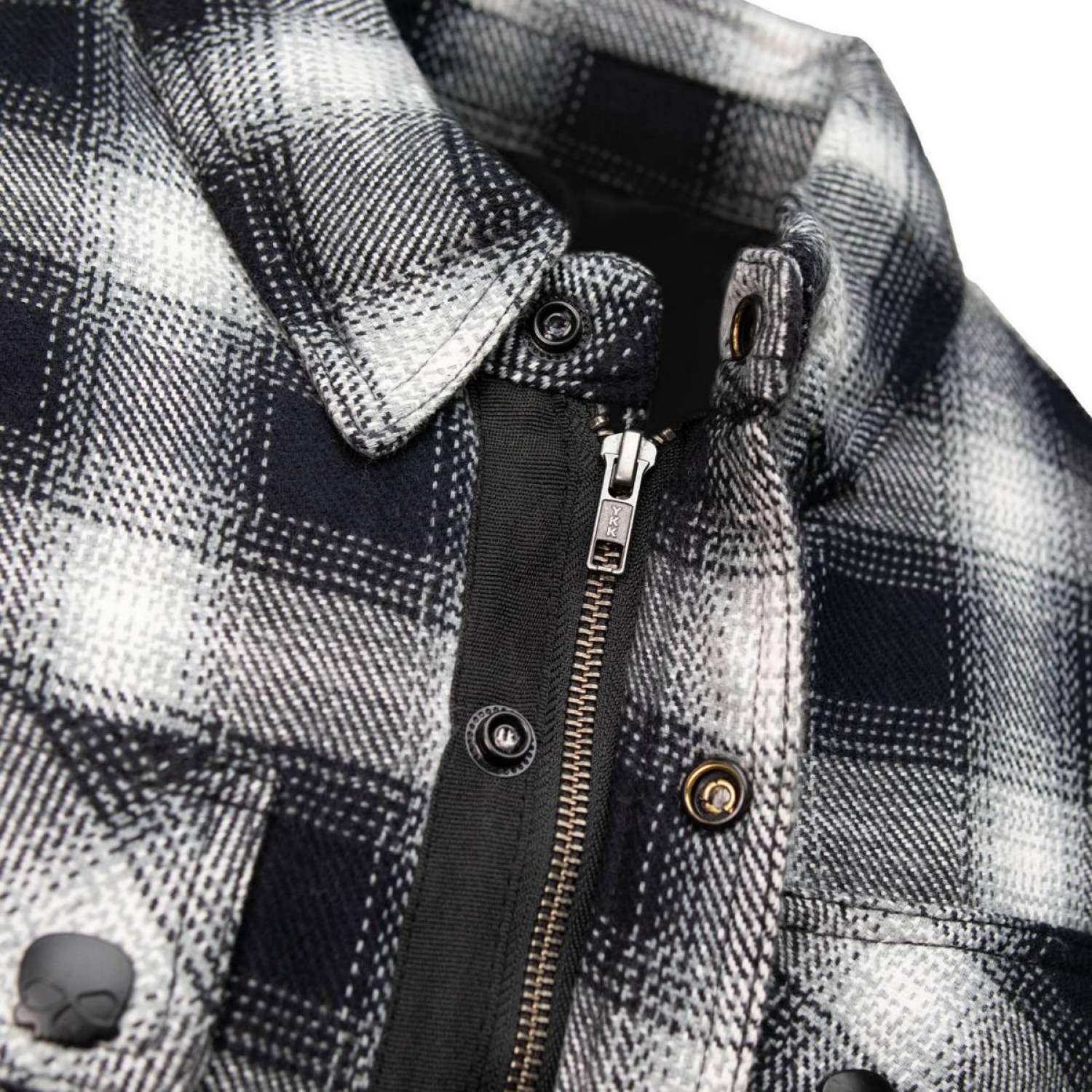 Milwaukee Leather MPM1638 Men's Black and White Checkered Flannel Motorcycle Riding Shirt